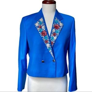 Hand embroidered double press crop jacket/coat